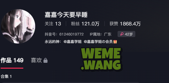 抖音颜值达人嘉嘉今天要早睡：神秘面纱下的时尚魅力-WM图库